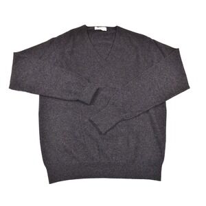 Vtg Peter Scott Dark‎ Gray Cashmere Sweater Men L V-Neck Scotland 60s 70s